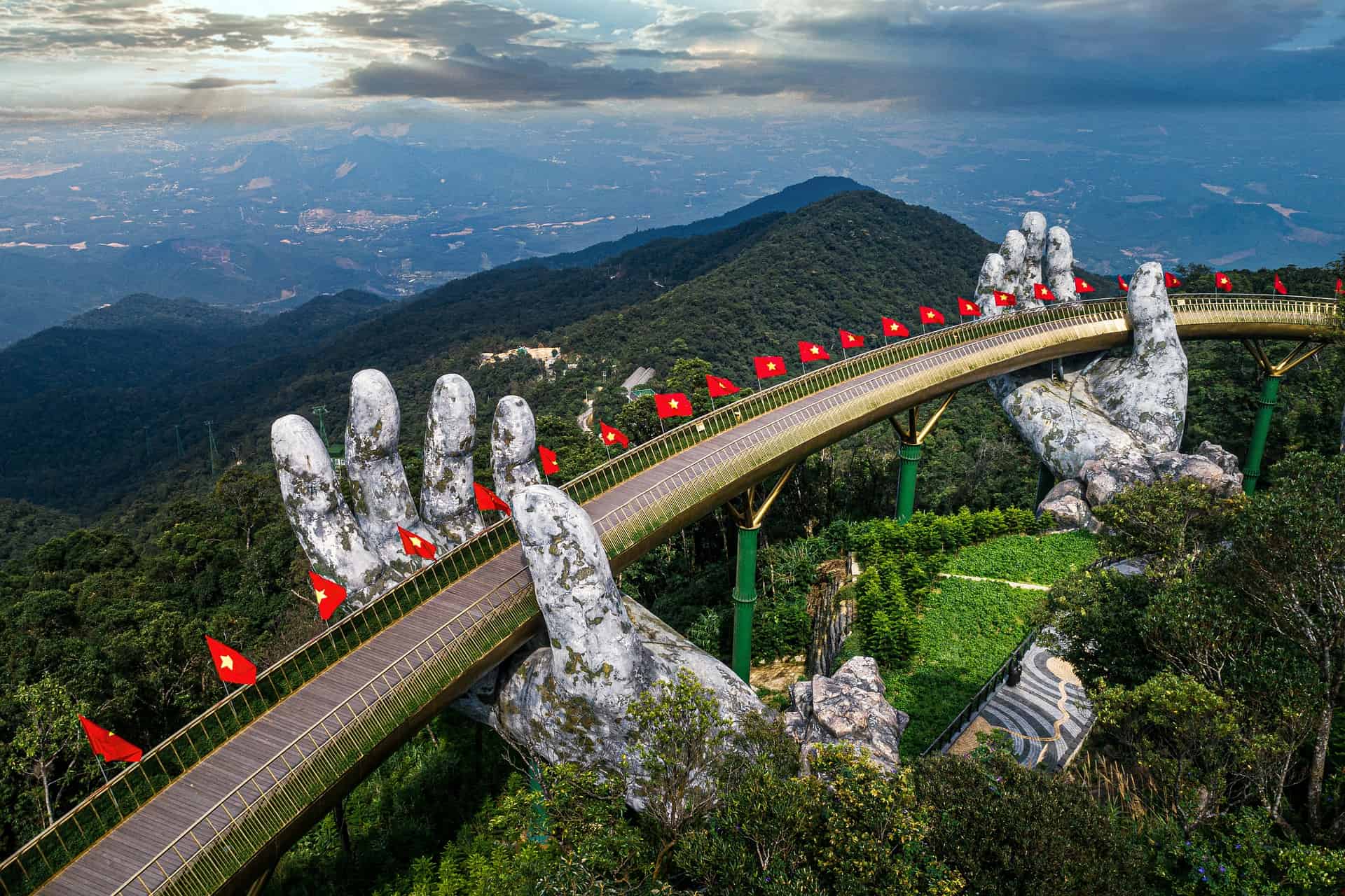 Da Nang attractions - Da Nang Attractions, Central Vietnam Golden Bridge at Bana Hills in Vietnam.