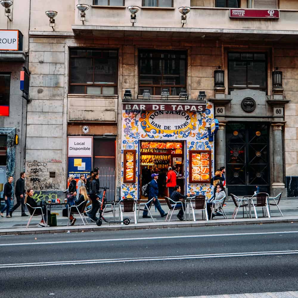 tapas in madrid - Where to go for the Best Tapas in Madrid Facade of traditional tapas bar on Gran Via in Madrid, Spain