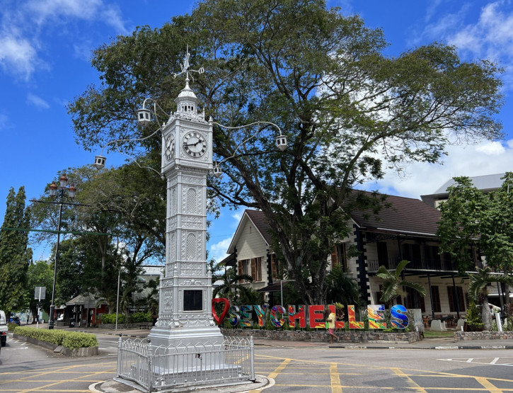 Clock tower in Victoria, Seychelles.
