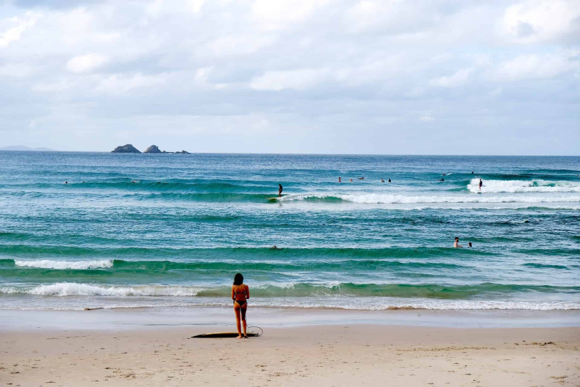 Surfing at Watego Beach in Byron Bay, Australia