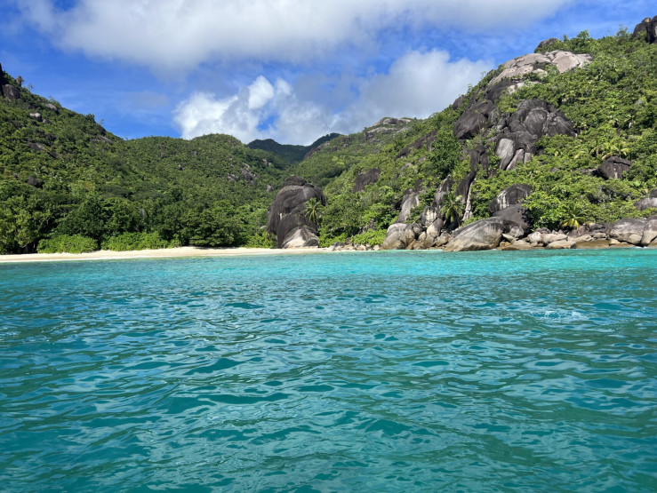 View of Rice Beach Mahé, Seychelles.