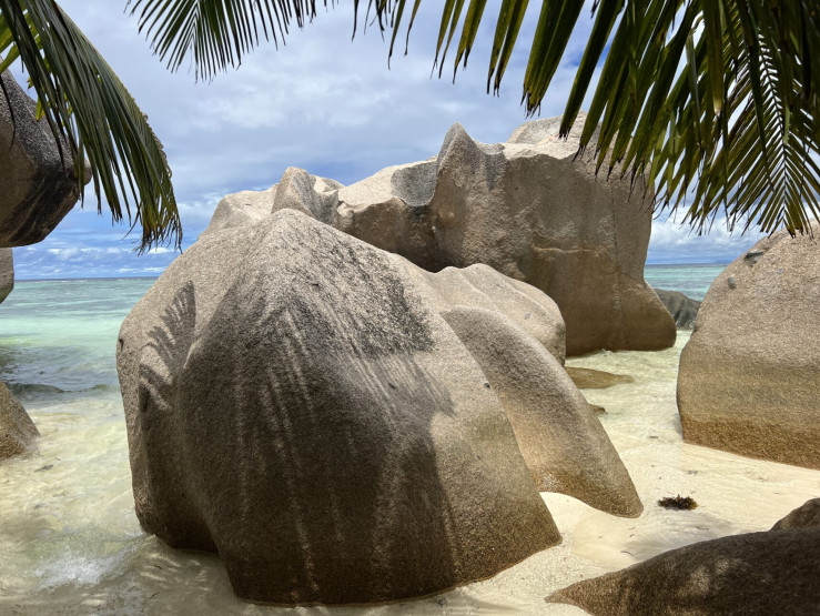Granite rocks in all shapes and colors - nature's works of art in the Seychelles.