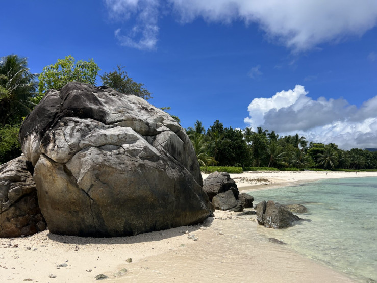 Beach at the Robinson House of Club Med in the Seychelles.