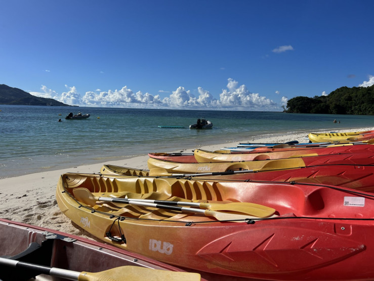 Kayak tour to Long Island, Seychelles.