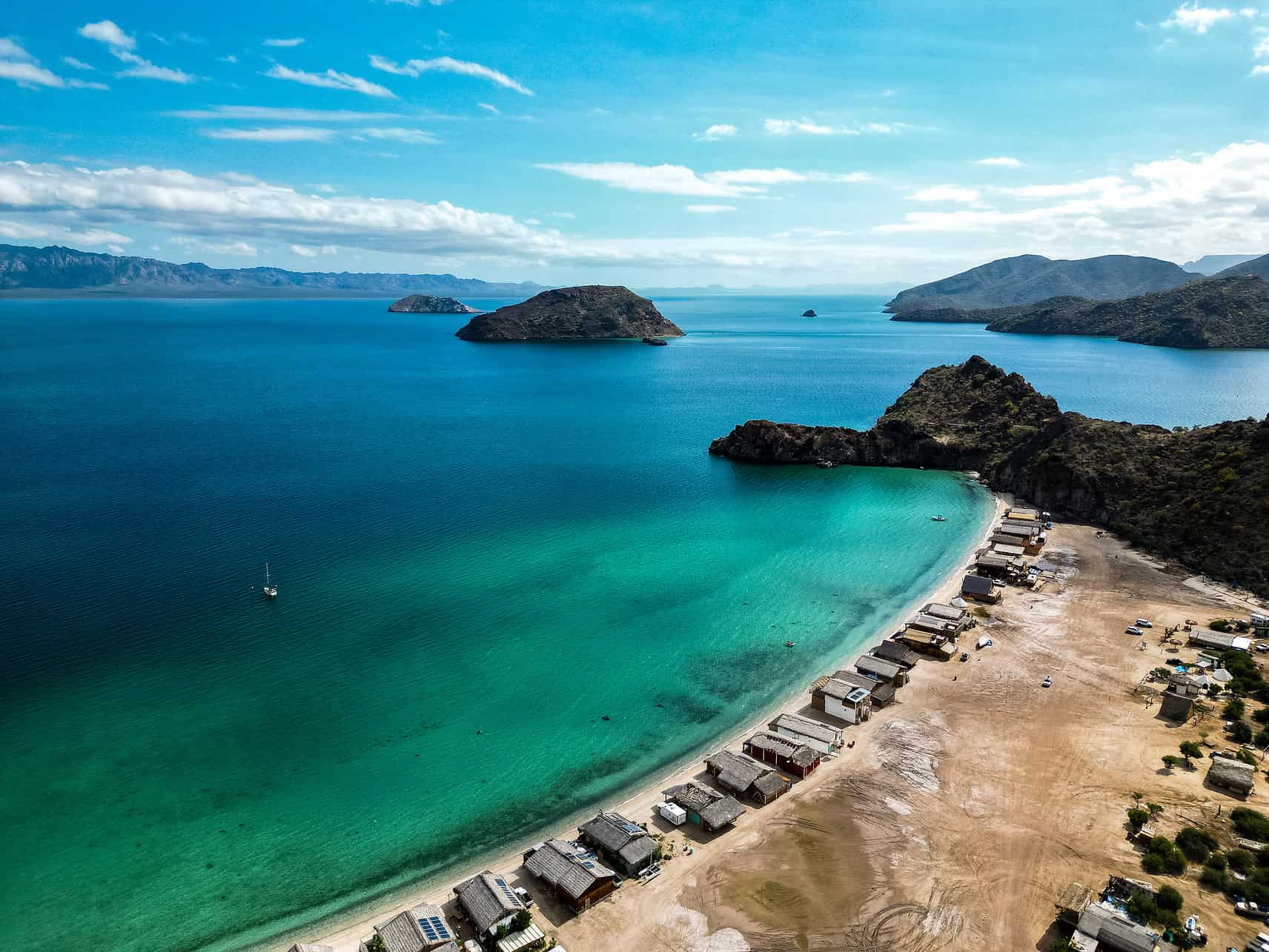 Baja California Sur - Explore the Region of Loreto and Baja California Sur, Mexico Aerial view of the Playa La Burra in Concepcion Bay in Baja California Sur, Mexico.