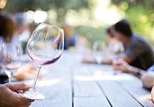 wineglass at a wine tasting experience.